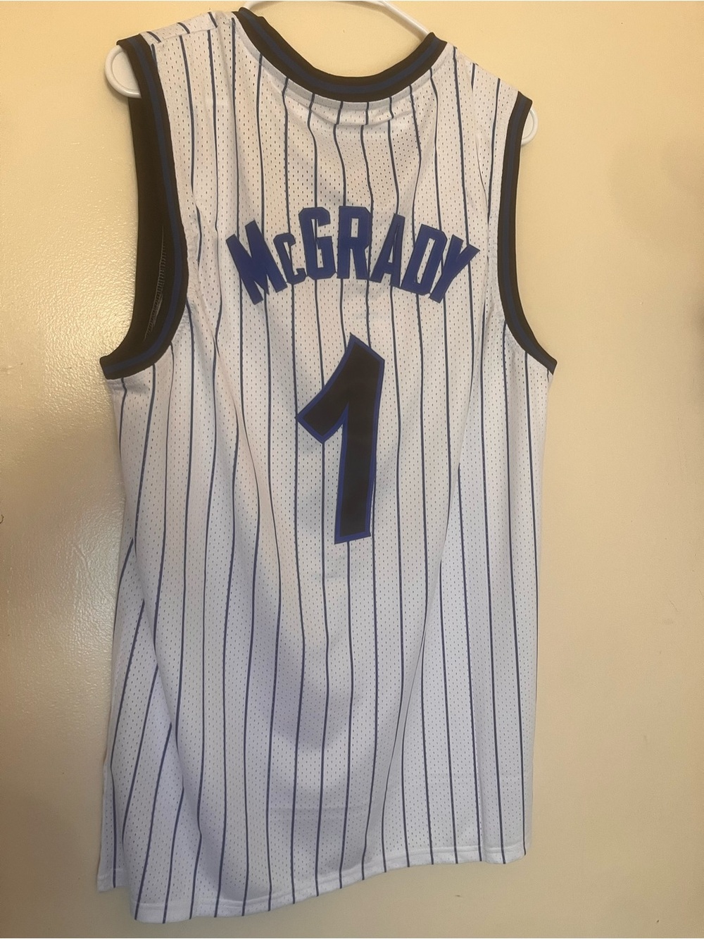 embroidered orlando pinstripe mcgrady basketball jersey